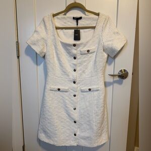 Maje White Textured Mini Dress